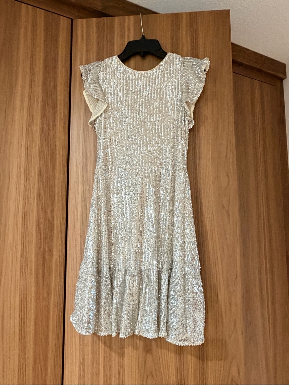 GB girls Silver Sequin Flutter Sleeve Party Dress
